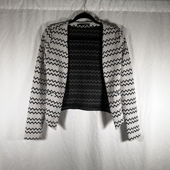 Maurices Cardigan Women's Small White Black Print Open Front Long Sleeve - Picture 1 of 9